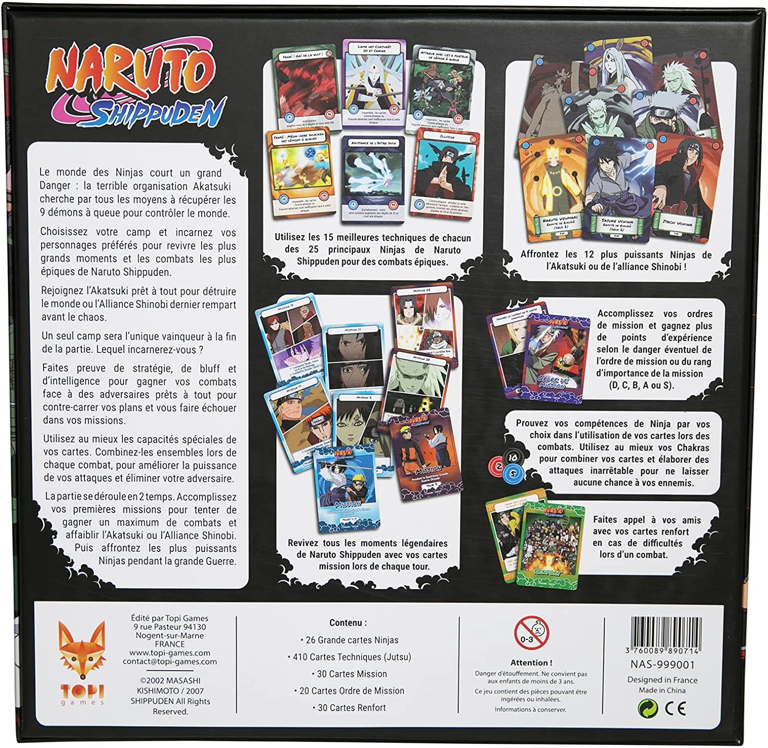 Jeu de société Naruto Shippuden vue arrière de la boîte